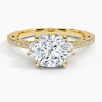 Tacori Lunetta Crescent Pavé Three Stone Diamond Ring Yellow Gold 18k Cushion Engagement Ring