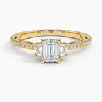 Tacori Lunetta Crescent Pavé Three Stone Diamond Ring Yellow Gold 18k Emerald Engagement Ring