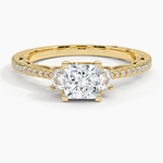 Tacori Lunetta Crescent Pavé Three Stone Diamond Ring Yellow Gold 18k Princess Engagement Ring