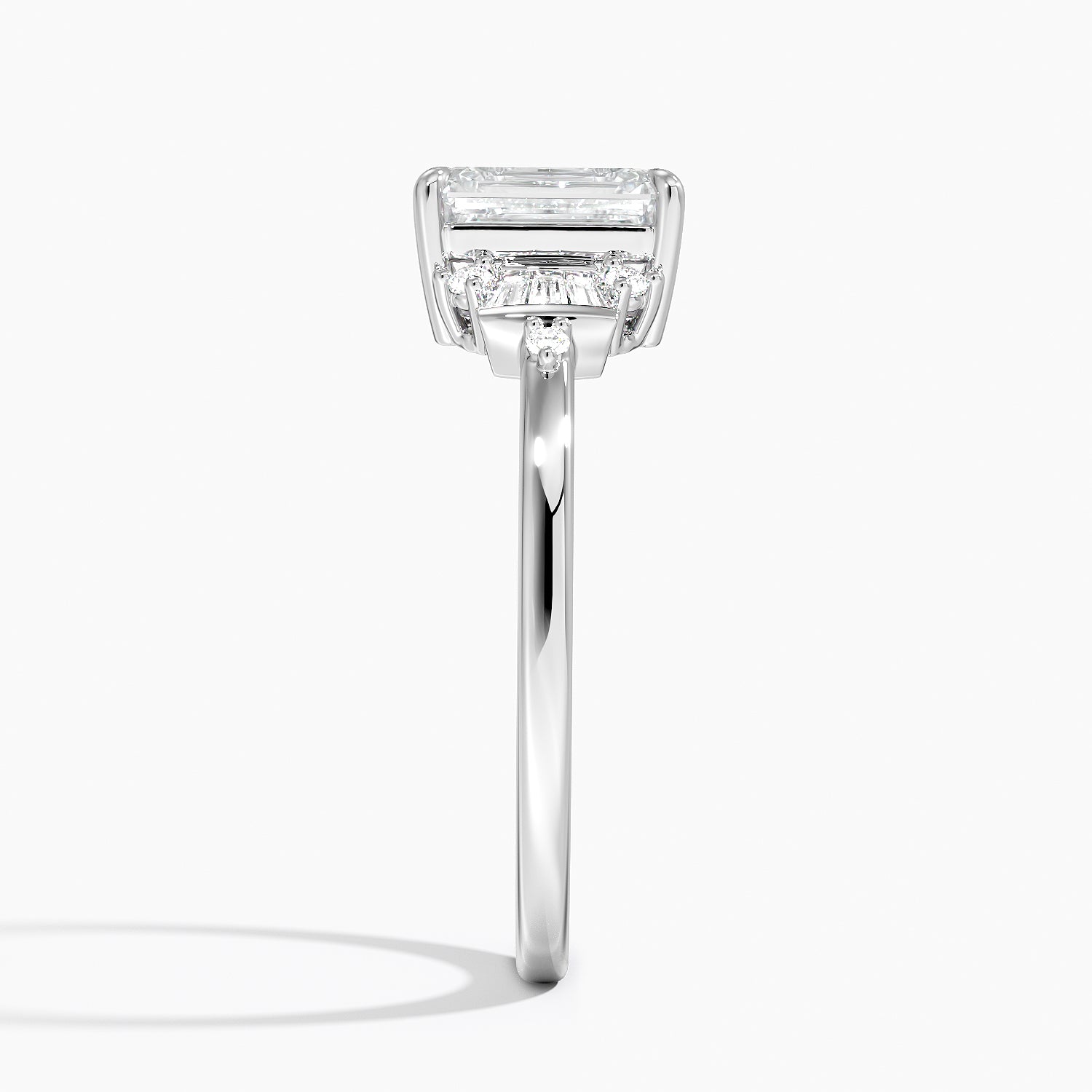 Daphne Art Deco Ring Platinum Emerald Engagement Ring