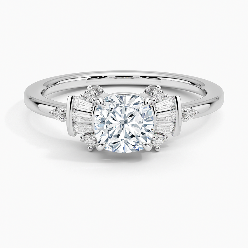 Daphne Art Deco Ring Platinum Cushion Engagement Ring