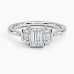 Daphne Art Deco Ring Platinum Emerald Engagement Ring
