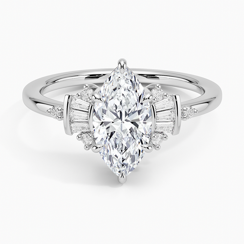 Daphne Art Deco Ring Platinum Marquise Engagement Ring