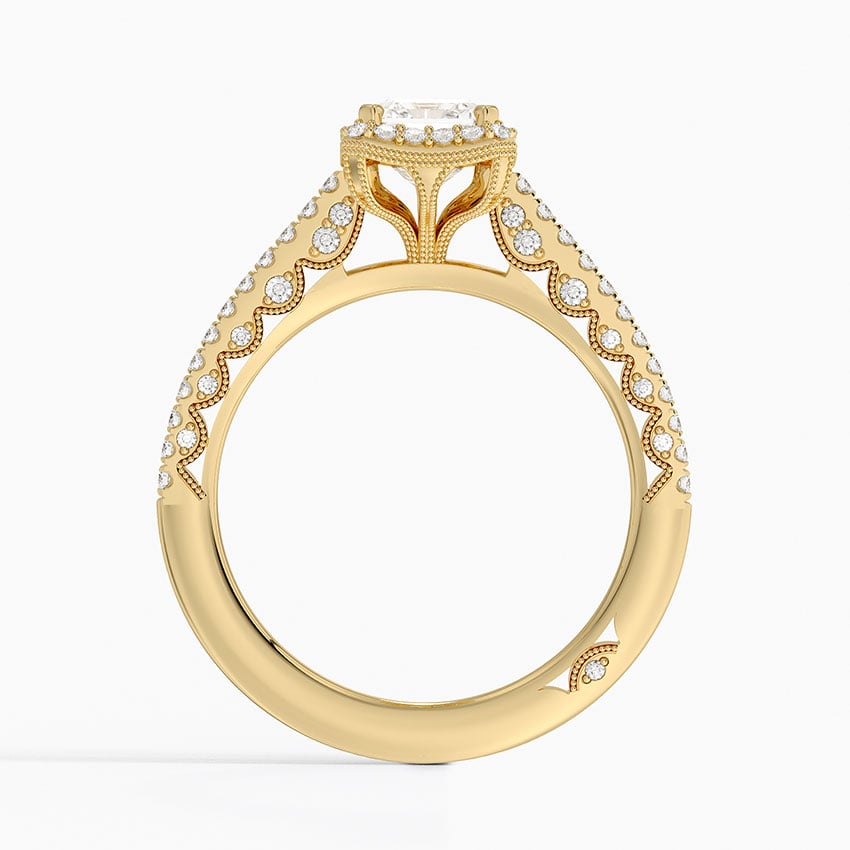 Tacori Petite Crescent Classic Bloom Diamond Ring Yellow Gold 18k Emerald Engagement Ring