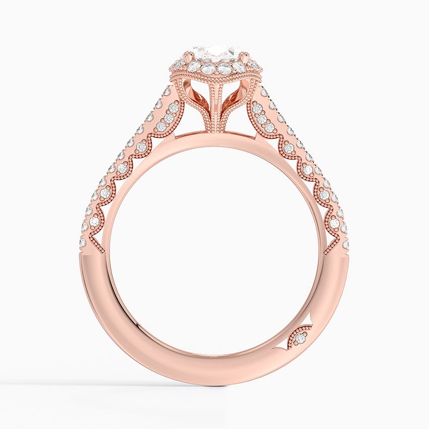 Tacori Petite Crescent Classic Bloom Diamond Ring Rose Gold 18k Oval Engagement Ring