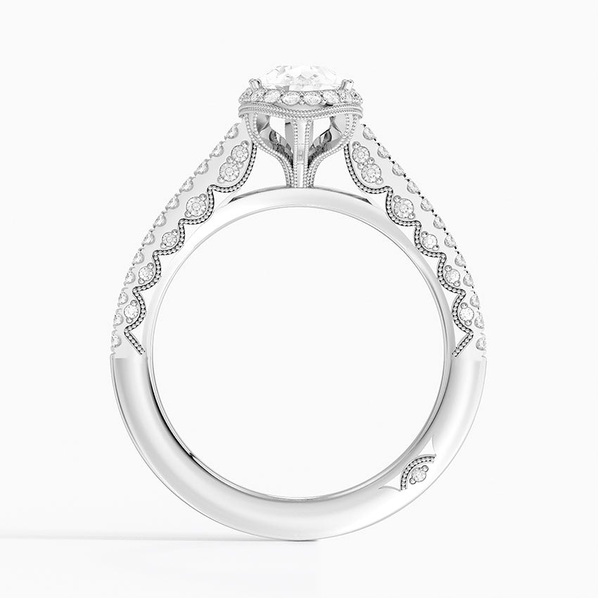 Tacori Petite Crescent Classic Bloom Diamond Ring Platinum Pear Engagement Ring