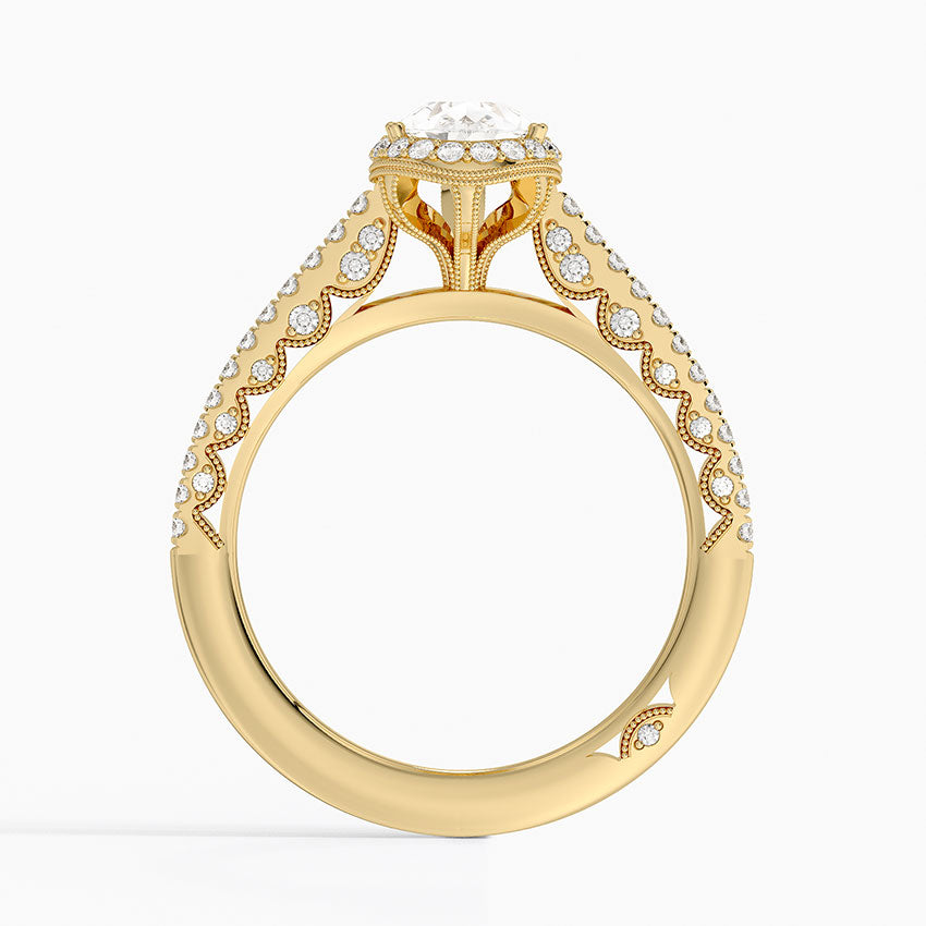 Tacori Petite Crescent Classic Bloom Diamond Ring Yellow Gold 18k Pear Engagement Ring