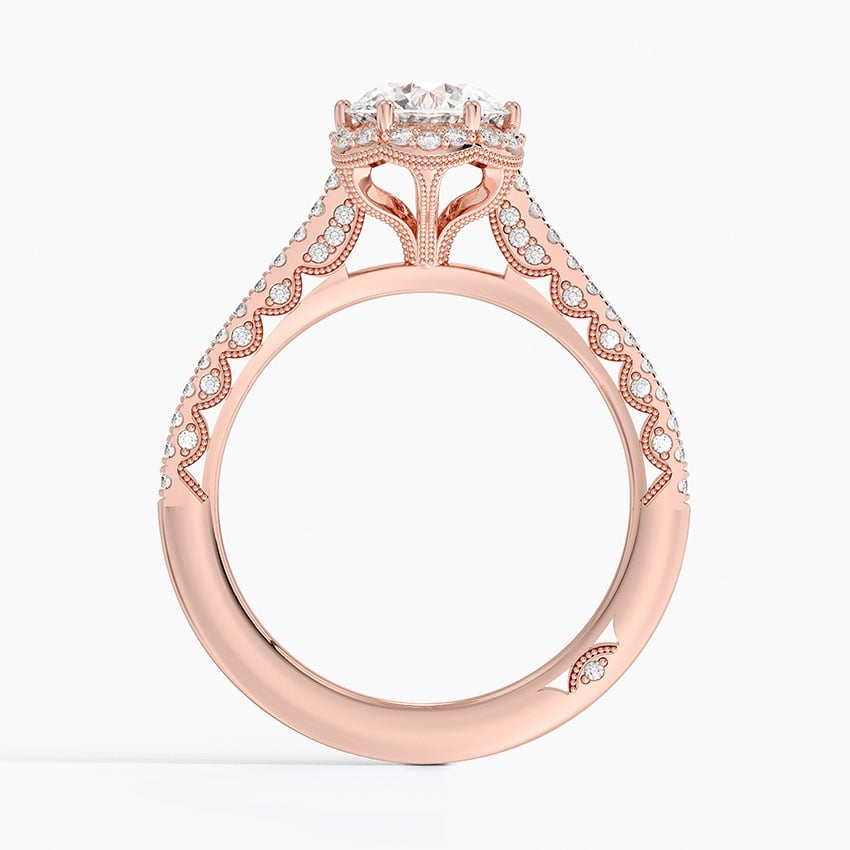 Tacori Petite Crescent Classic Bloom Diamond Ring Rose Gold 18k Round Engagement Ring