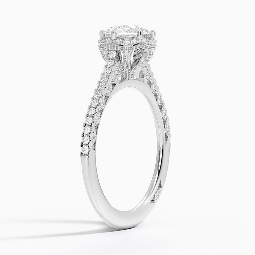 Tacori Petite Crescent Classic Bloom Diamond Ring Platinum Round Engagement Ring