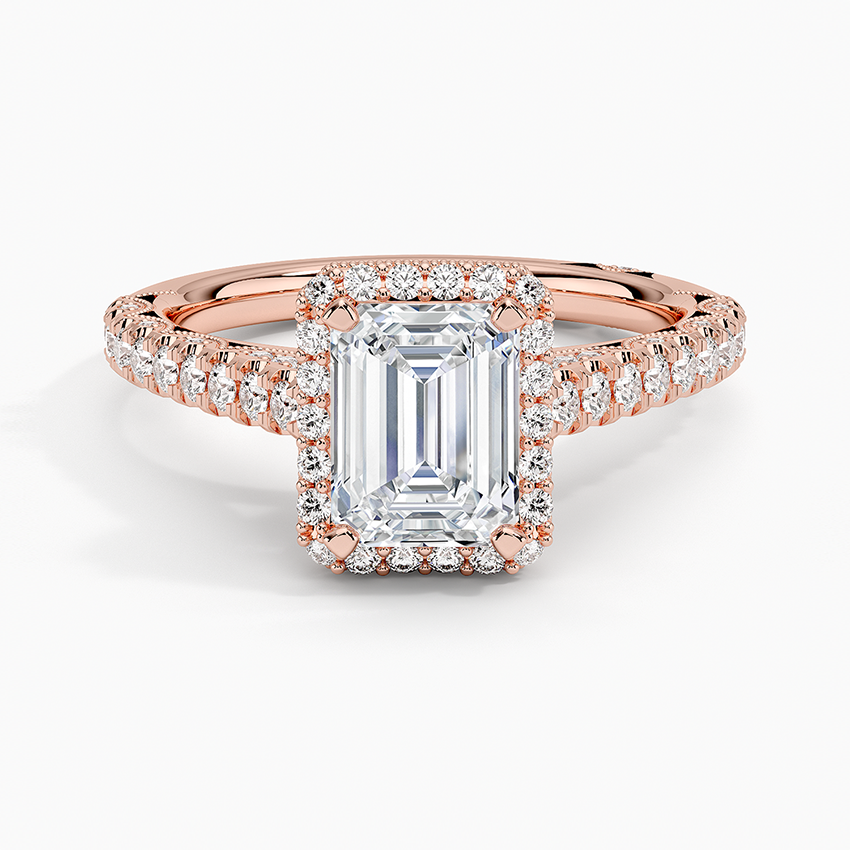 Tacori Petite Crescent Classic Bloom Diamond Ring Rose Gold 18k Emerald Engagement Ring
