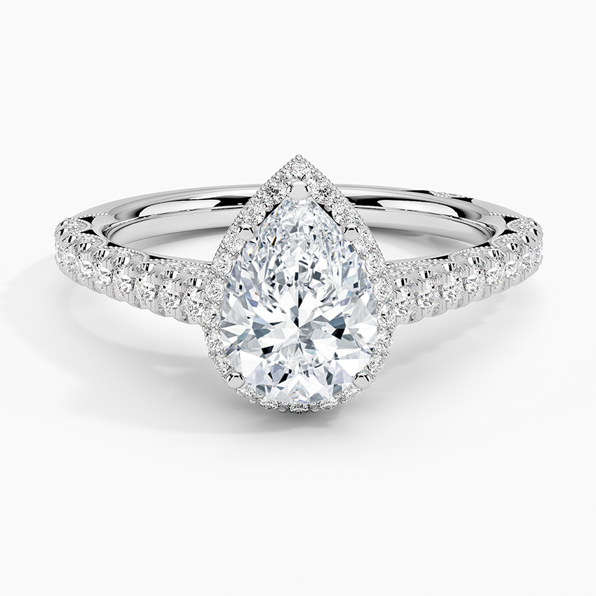 Tacori Petite Crescent Classic Bloom Diamond Ring Platinum Pear Engagement Ring