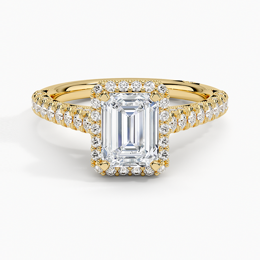 Tacori Petite Crescent Classic Bloom Diamond Ring Yellow Gold 18k Emerald Engagement Ring
