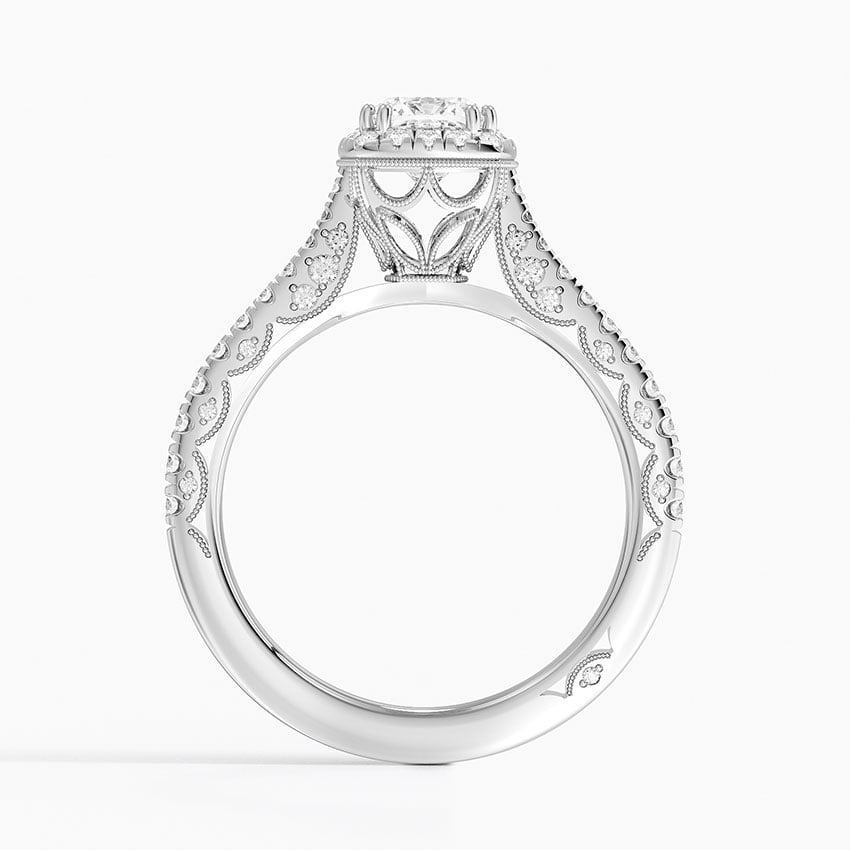 Tacori Petite Crescent Bloom Diamond Ring Platinum Cushion Engagement Ring