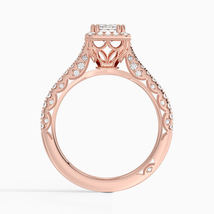 Tacori Petite Crescent Bloom Diamond Ring Rose Gold 18k Emerald Engagement Ring
