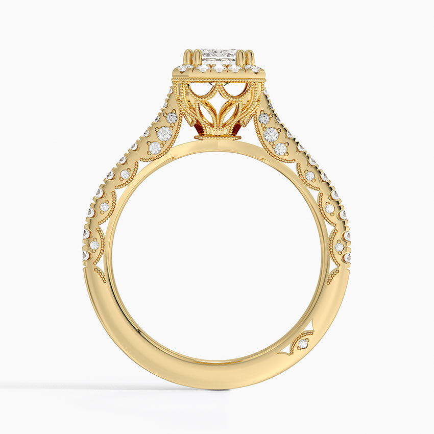 Tacori Petite Crescent Bloom Diamond Ring Yellow Gold 18k Emerald Engagement Ring