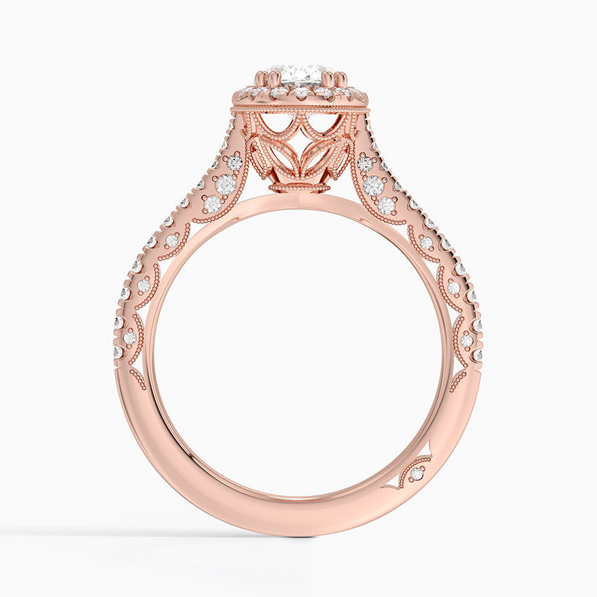 Tacori Petite Crescent Bloom Diamond Ring Rose Gold 18k Oval Engagement Ring