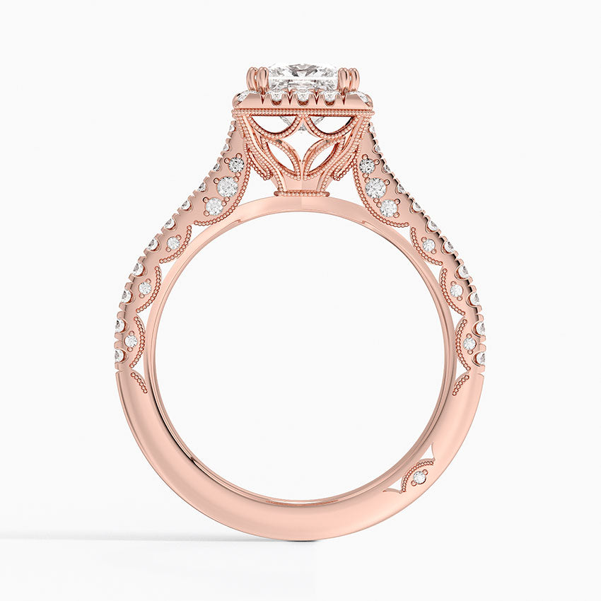 Tacori Petite Crescent Bloom Diamond Ring Rose Gold 18k Princess Engagement Ring