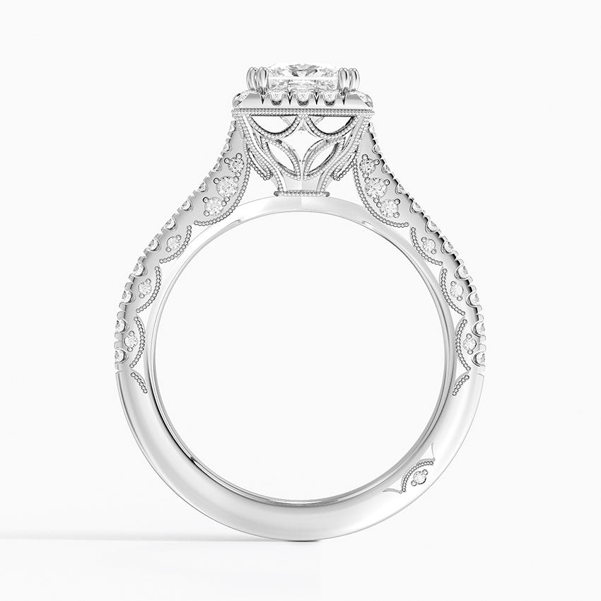 Tacori Petite Crescent Bloom Diamond Ring Platinum Princess Engagement Ring