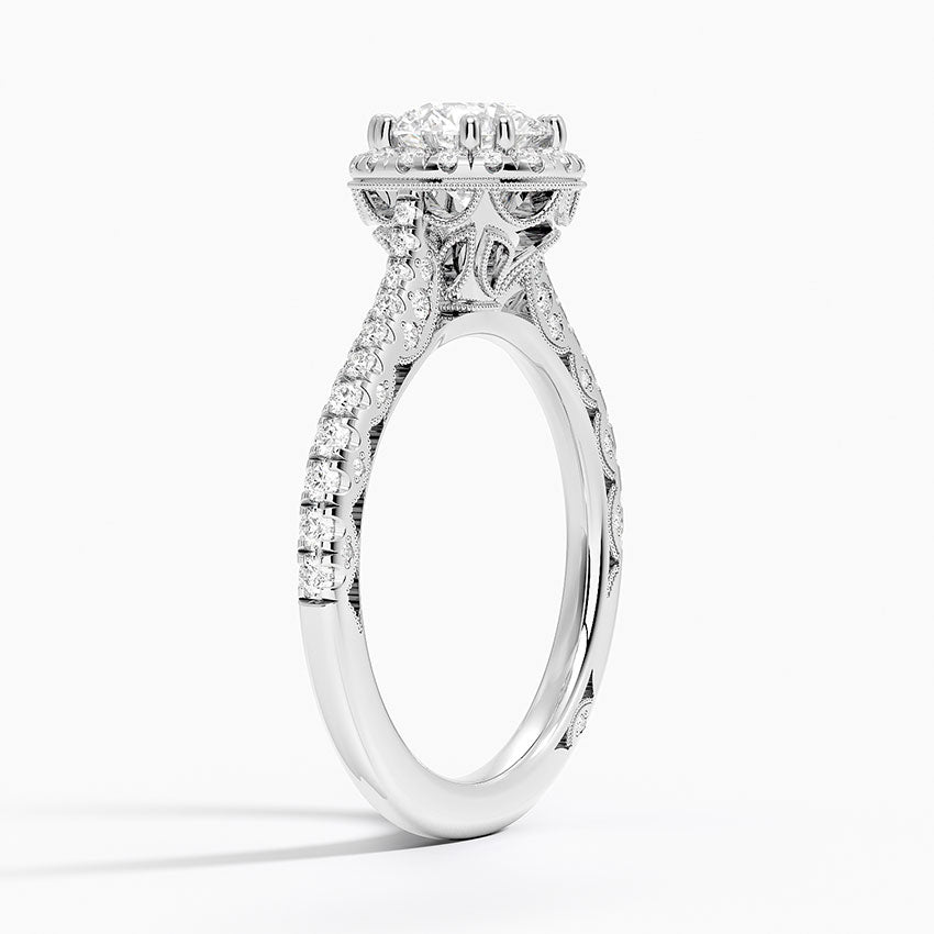 Tacori Petite Crescent Bloom Diamond Ring Platinum Round Engagement Ring