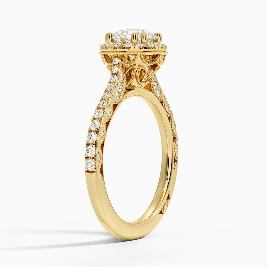 Tacori Petite Crescent Bloom Diamond Ring Yellow Gold 18k Round Engagement Ring