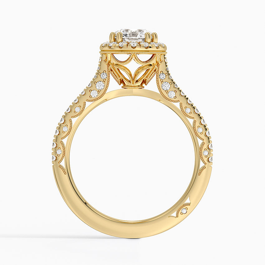 Tacori Petite Crescent Bloom Diamond Ring Yellow Gold 18k Round Engagement Ring