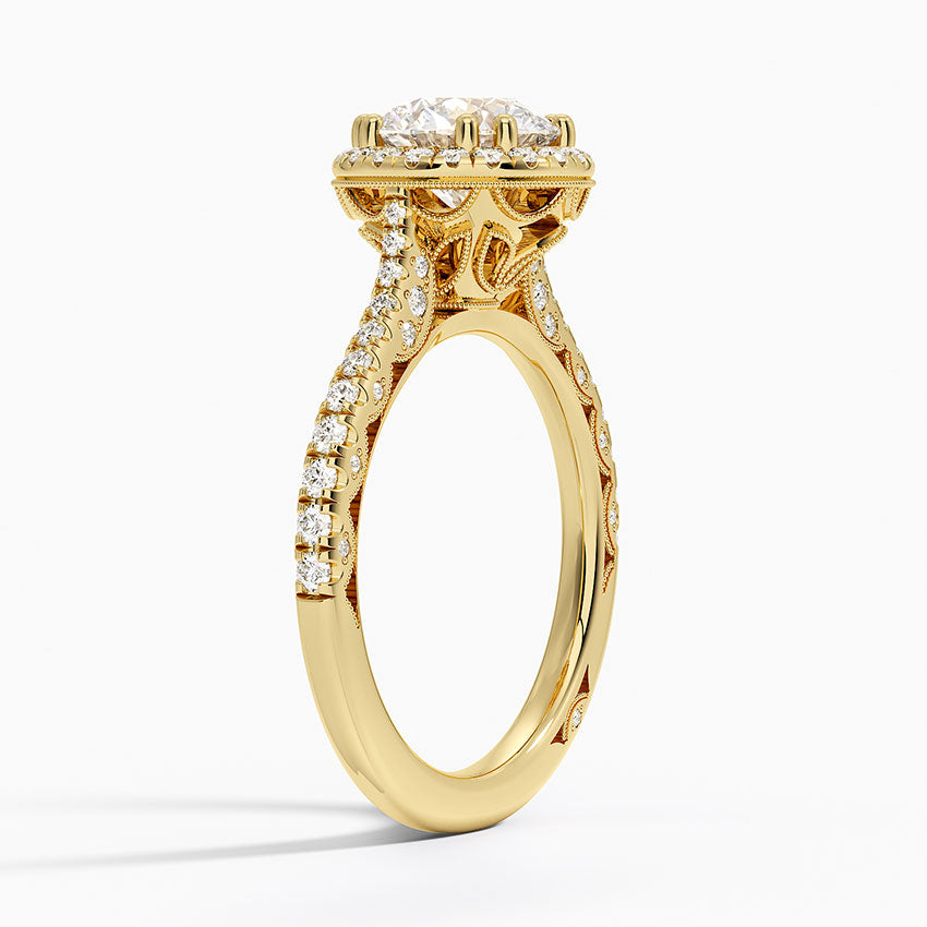 Tacori Petite Crescent Bloom Diamond Ring Yellow Gold 18k Round Engagement Ring
