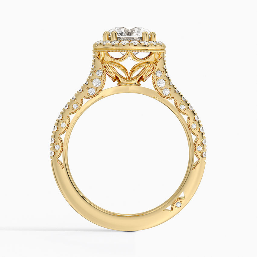 Tacori Petite Crescent Bloom Diamond Ring Yellow Gold 18k Round Engagement Ring