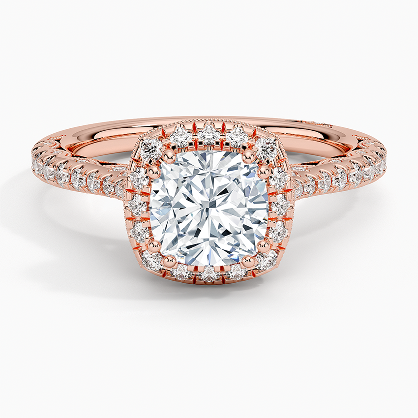 Tacori Petite Crescent Bloom Diamond Ring Rose Gold 18k Cushion Engagement Ring