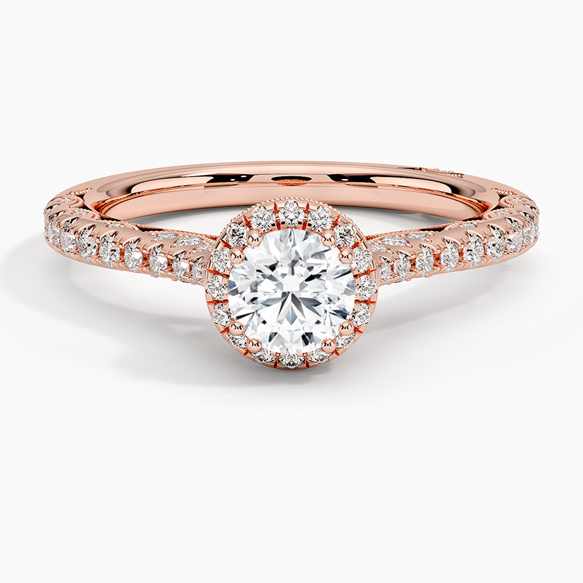 Tacori Petite Crescent Bloom Diamond Ring Rose Gold 18k Round Engagement Ring
