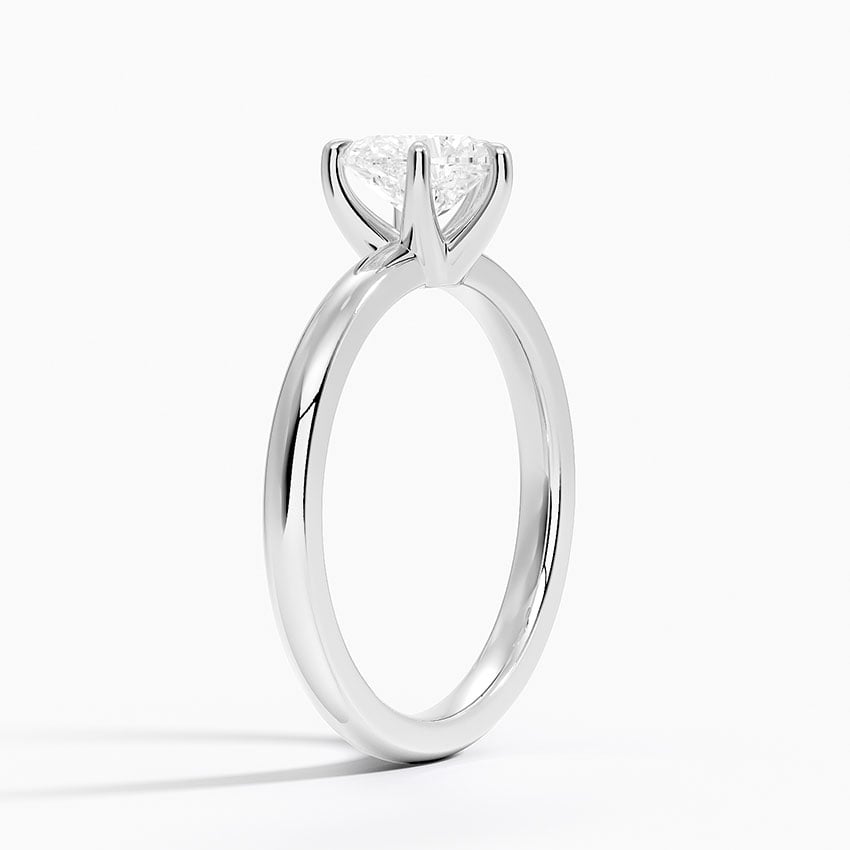Fairmined 2mm Six-Prong Solitaire Ring White Gold 18k Heart Engagement Ring