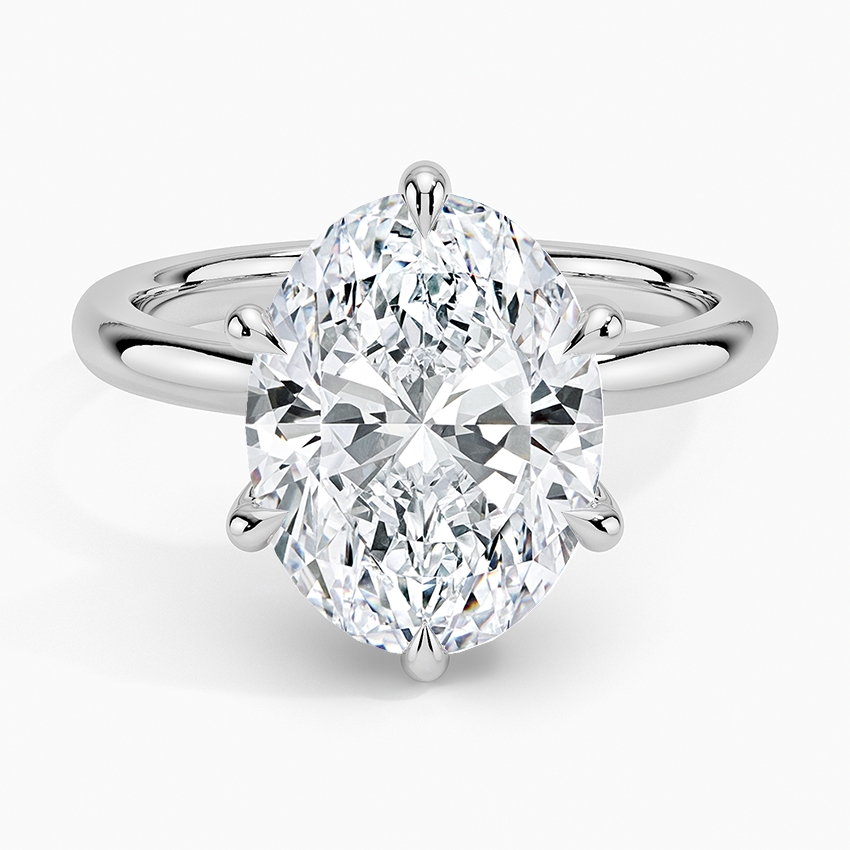 Fairmined 2mm Six-Prong Solitaire Ring White Gold 18k Oval Engagement Ring