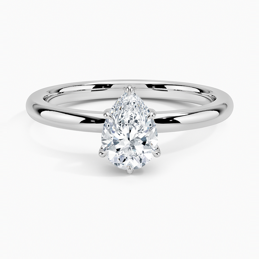 Fairmined 2mm Six-Prong Solitaire Ring White Gold 18k Pear Engagement Ring