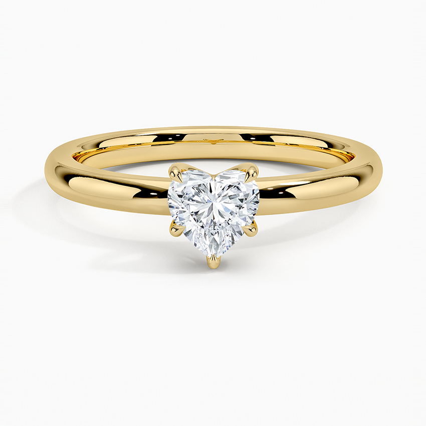 Fairmined 2mm Six-Prong Solitaire Ring Yellow Gold 18k Heart Engagement Ring