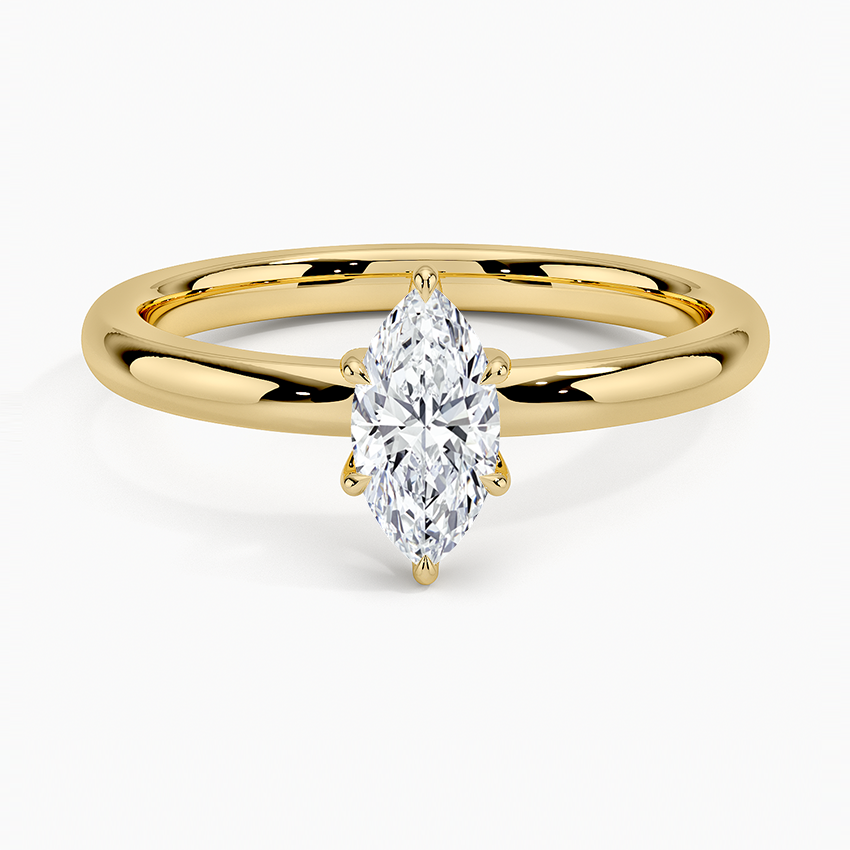 Fairmined 2mm Six-Prong Solitaire Ring Yellow Gold 18k Marquise Engagement Ring
