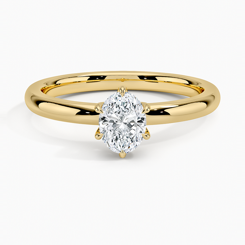 Fairmined 2mm Six-Prong Solitaire Ring Yellow Gold 18k Oval Engagement Ring