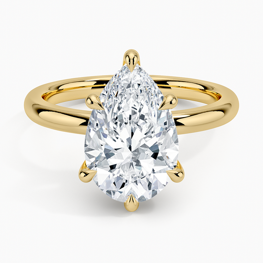Fairmined 2mm Six-Prong Solitaire Ring Yellow Gold 18k Pear Engagement Ring