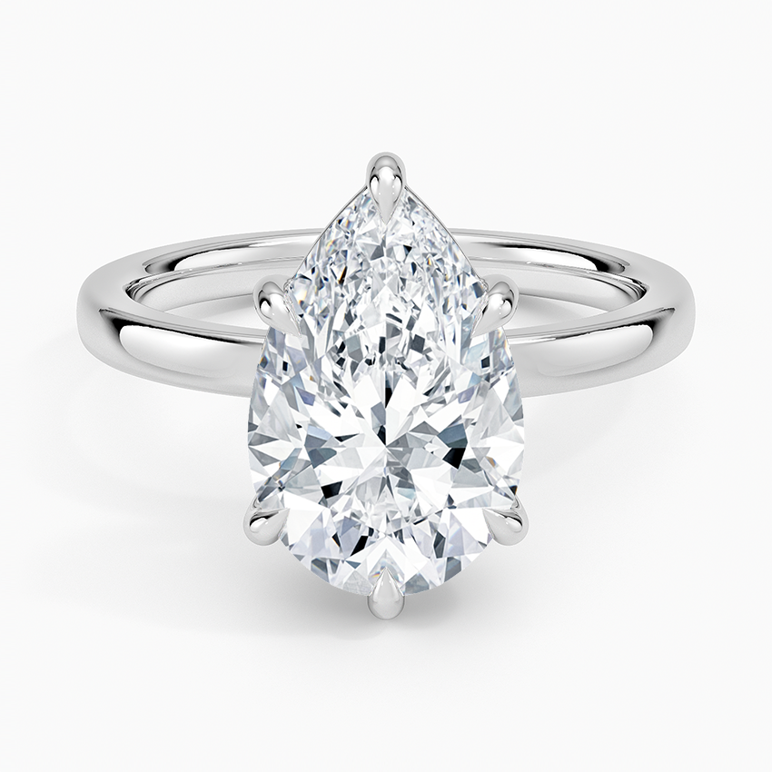 Fairmined Perfect Fit Solitaire 2mm Ring White Gold 18k Pear Engagement Ring