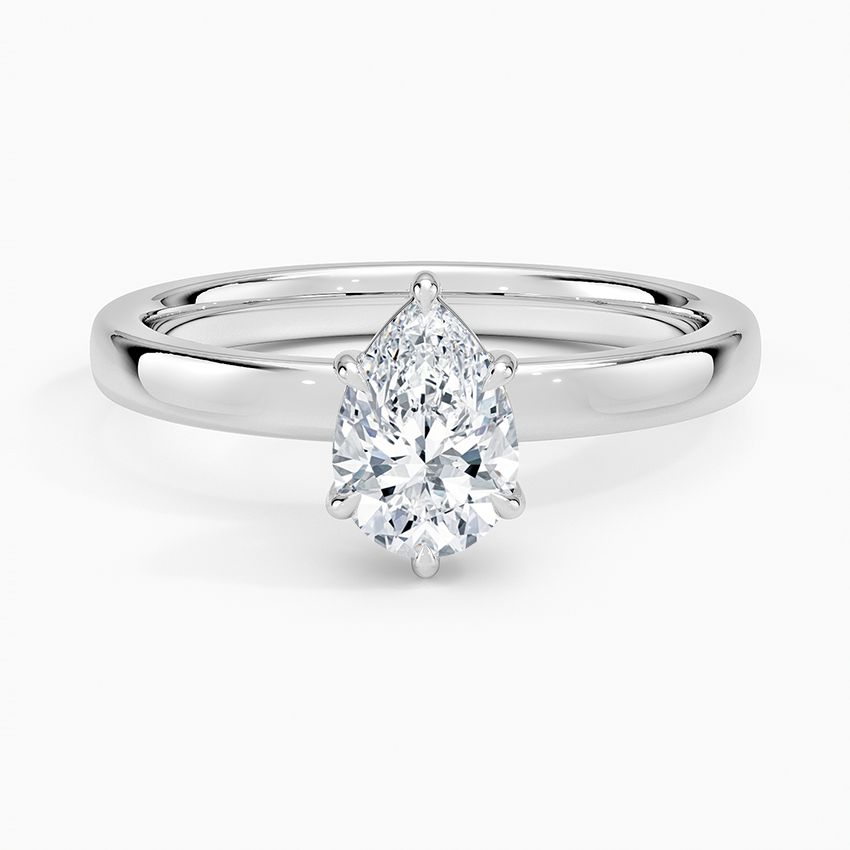 Fairmined Perfect Fit Solitaire 2.5mm Ring White Gold 18k Pear Engagement Ring