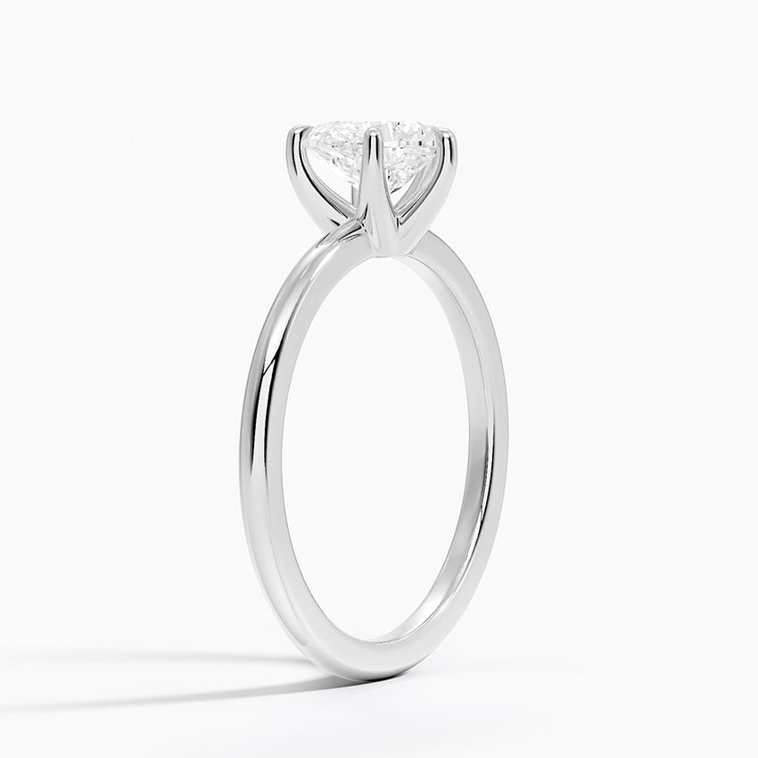 Fairmined 1.5mm Six-Prong Solitaire Ring White Gold 18k Heart Engagement Ring