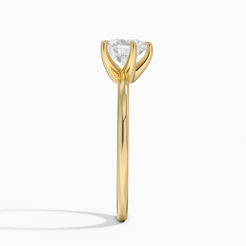 Fairmined 1.5mm Six-Prong Solitaire Ring Yellow Gold 18k Heart Engagement Ring
