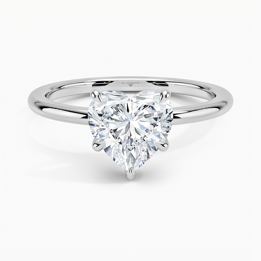 Fairmined 1.5mm Six-Prong Solitaire Ring White Gold 18k Heart Engagement Ring