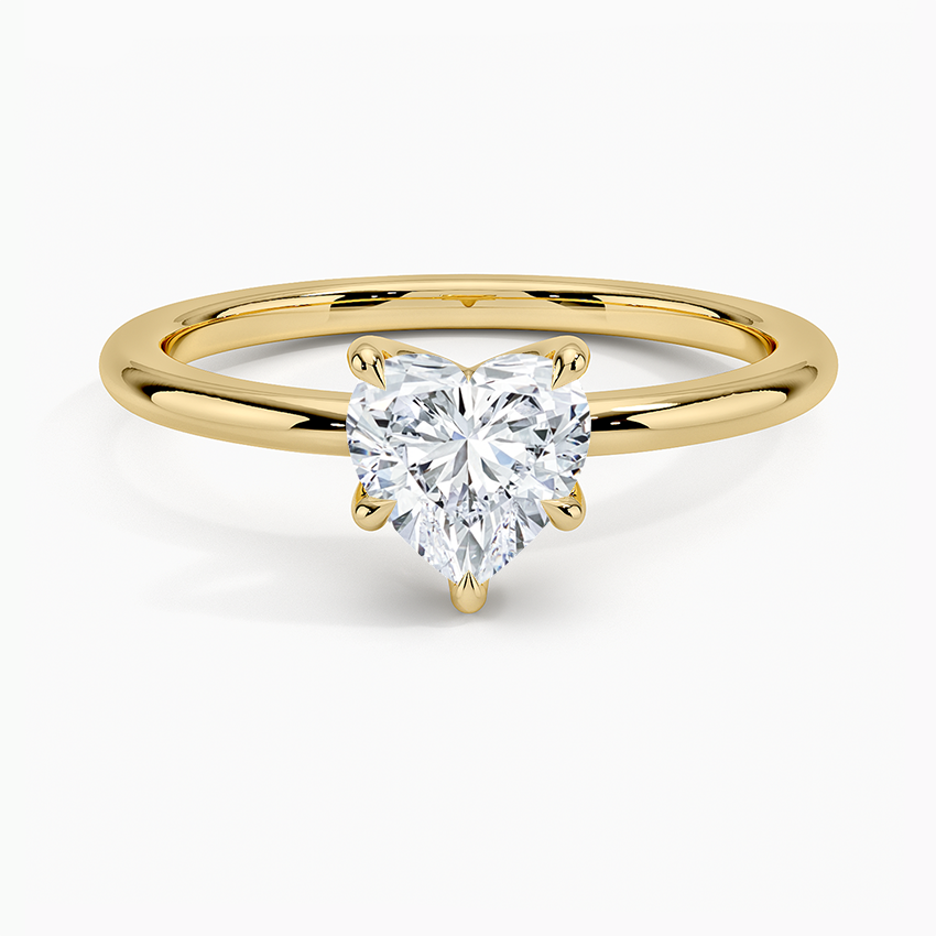 Fairmined 1.5mm Six-Prong Solitaire Ring Yellow Gold 18k Heart Engagement Ring