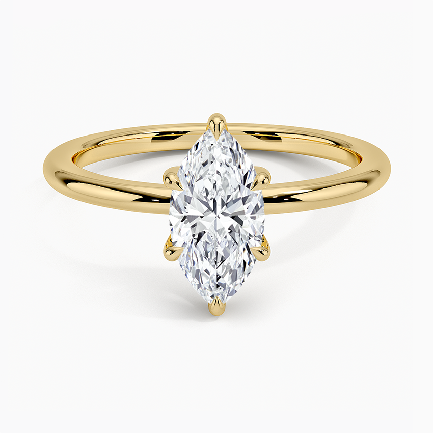 Fairmined 1.5mm Six-Prong Solitaire Ring Yellow Gold 18k Marquise Engagement Ring