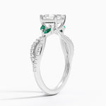 Luxe Willow Lab Emerald and Diamond Ring (1/8 ct. tw.) Platinum Asscher Engagement Ring