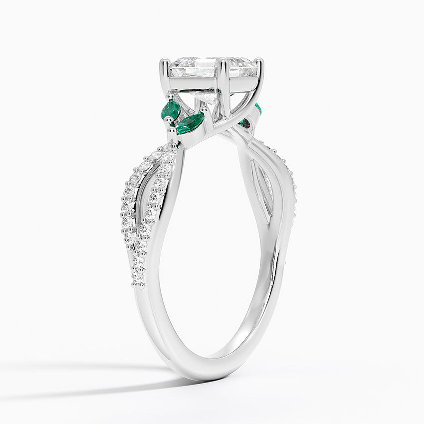 Luxe Willow Lab Emerald and Diamond Ring (1/8 ct. tw.) Platinum Asscher Engagement Ring