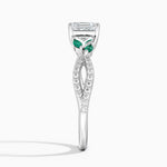 Luxe Willow Lab Emerald and Diamond Ring (1/8 ct. tw.) Platinum Asscher Engagement Ring