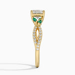 Luxe Willow Lab Emerald and Diamond Ring (1/8 ct. tw.) Yellow Gold 18k Asscher Engagement Ring