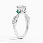 Luxe Willow Lab Emerald and Diamond Ring (1/8 ct. tw.) Platinum Cushion Engagement Ring