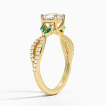 Luxe Willow Lab Emerald and Diamond Ring (1/8 ct. tw.) Yellow Gold 18k Cushion Engagement Ring