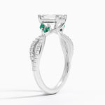 Luxe Willow Lab Emerald and Diamond Ring (1/8 ct. tw.) Platinum Emerald Engagement Ring